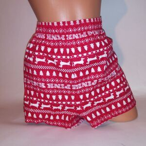 Victoria Secret PINK Pajama Shorts Sleepwear Bottom XXL 2X Red White Logo New